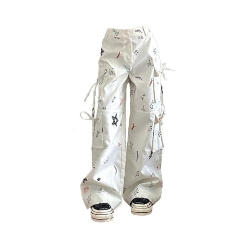 Y2K Grunge Nautical Cargo Trousers - 90s Retro Summer Outfit, Y2K Club & Party