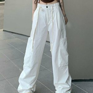 Y2K Grunge Oversize Loose Streetwear Cargo Pants - 90s Retro Summer Fashion Outfit