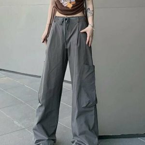 Y2K Grunge Oversize Loose Streetwear Cargo Pants - 90s Retro Summer Fashion Outfit