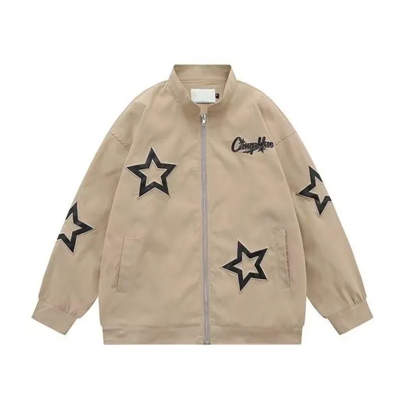 Y2K Grunge Oversize Star Bomber Jacket - 90s Retro Fashion, Summer Y2K Outfits