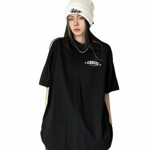 Y2K Grunge Oversized Graphic Cotton T-Shirt - Retro 90s Summer Outfit, Pastel Goth Style