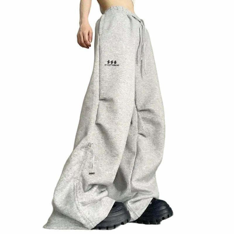 Y2K Grunge Oversized Gray Vintage Joggers - 90s Retro Summer Outfit Essentials