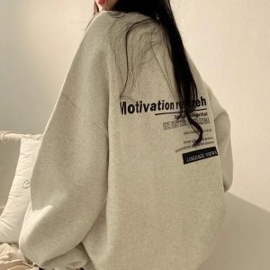 Y2K Grunge Oversized Letter Print Harajuku Hoodie - 90s Retro Summer Outfit for Women