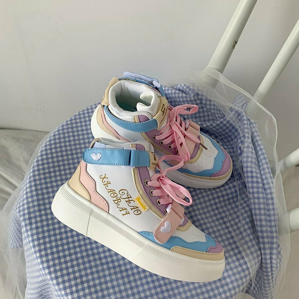 Y2K Grunge Pastel Platform Shoes - Retro 90s Fashion, Summer Outfits, and Hip Hop Style