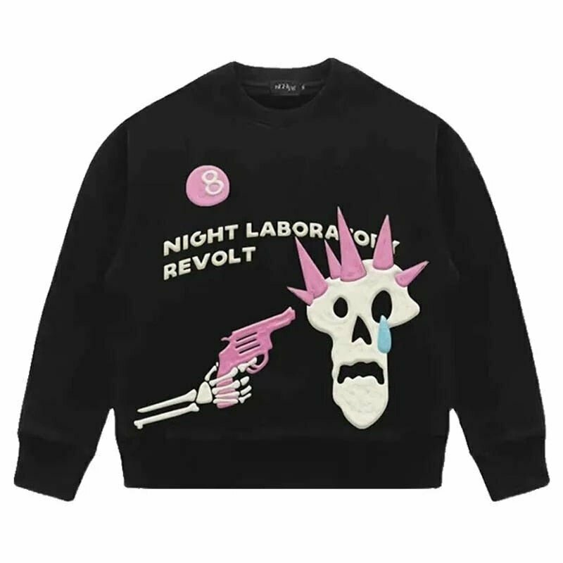 Y2K Grunge Pastel Skull Sweatshirt - Retro 90s Fashion, Summer Y2K Outfits, Gothic