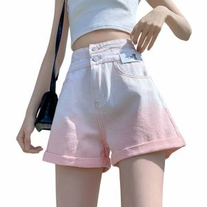 Y2K Grunge Patchwork High Waist Jeans Shorts - Retro 90s Summer Outfit, Gothic Y2K Style