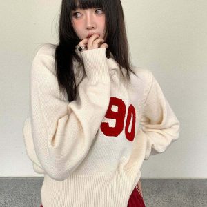 Y2K Grunge Patchwork Sweater - Retro 90s Fashion, Summer Outfits, and Pastel Goth Style