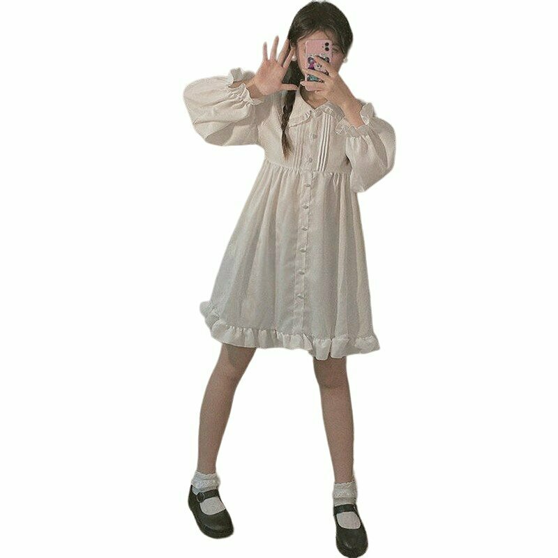 Y2K Grunge Peter Pan Collar Dress - Retro 90s Summer Outfit, Gothic Pastel Goth Style