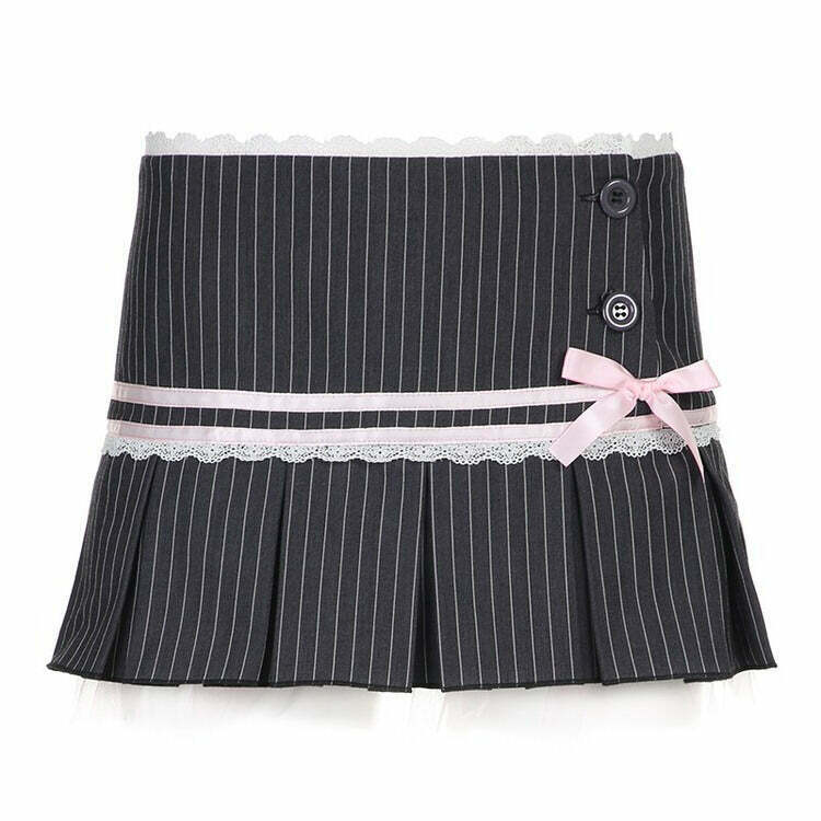 Y2K Grunge Pinstripe Coquette Micro-Mini Skirt - Retro 90s Fashion, Summer Party Outfit