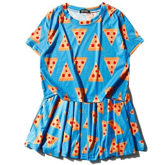 Y2K Grunge Pizza Queen Tee & Skirt Set - Retro 90s Summer Outfit, Pastel Goth Vibes