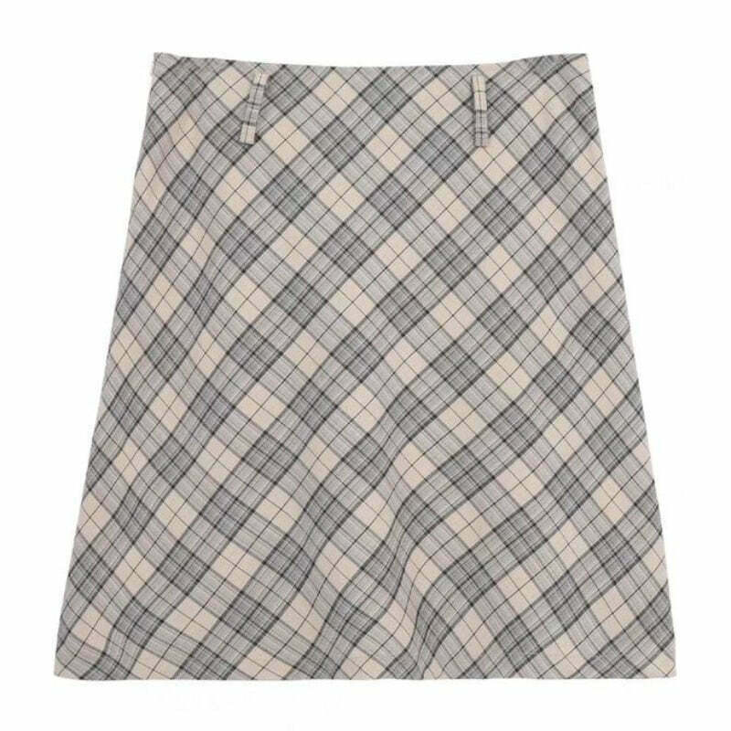 Y2K Grunge Plaid A-line Midi Skirt - Retro 90s Fashion, Summer Y2K Outfits