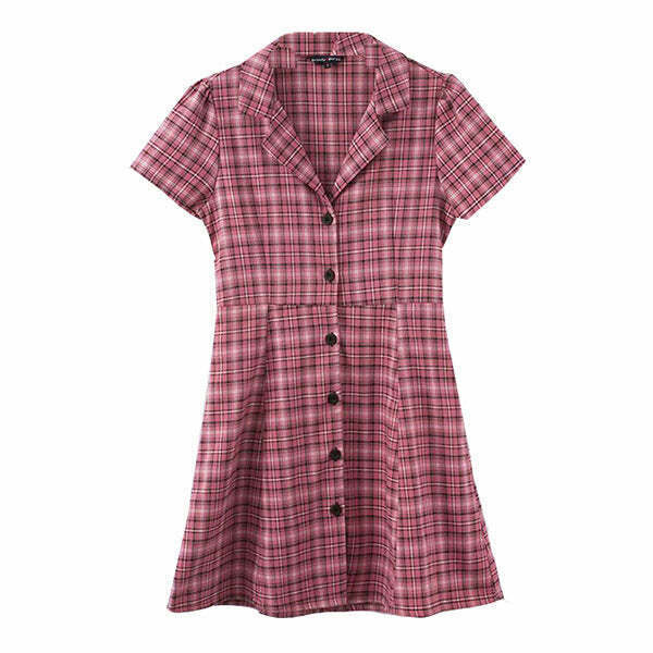 Y2K Grunge Plaid Dress - 90s Fashion, Retro Summer Outfit, Y2K Party & Club Style