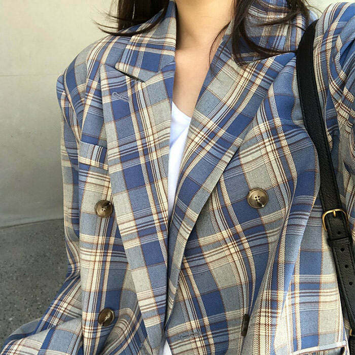 Y2K Grunge Plaid Jacket - Retro 90s Fashion, Summer Outfits, and Party Looks