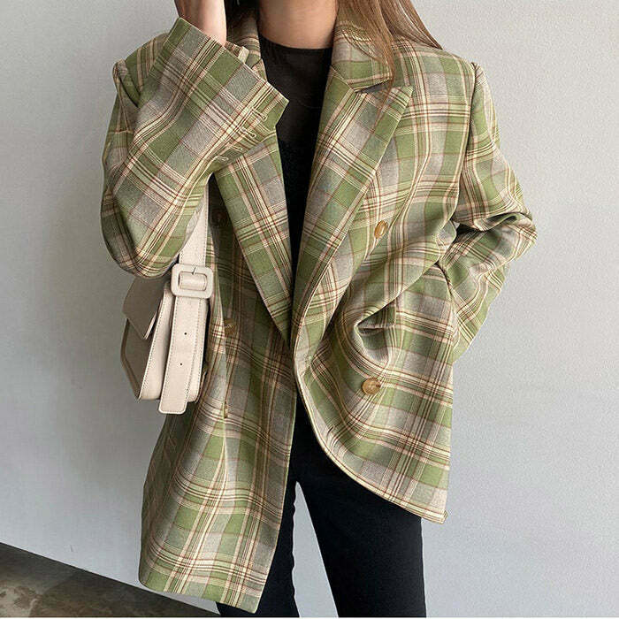 Y2K Grunge Plaid Jacket - Retro 90s Fashion, Summer Outfits, and Party Looks