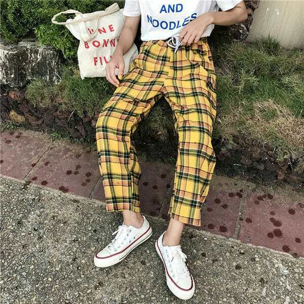 Y2K Grunge Plaid Pants - Retro 90s Fashion, Summer Outfits, and Hip Hop Style