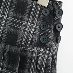 Y2K Grunge Plaid Pleated Mini Skirt - Retro 90s Fashion, Summer Outfits, and Club