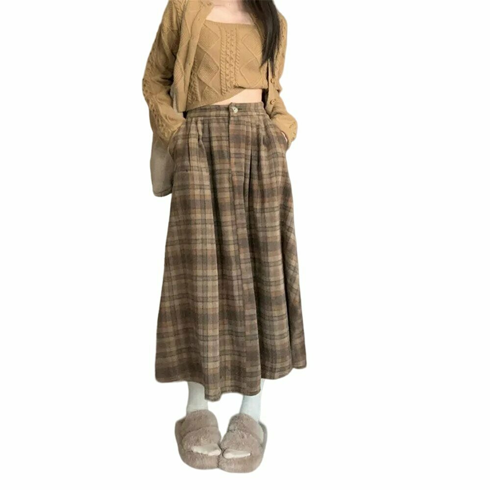 Y2K Grunge Plaid Pleated Skirt - Retro 90s Fashion, Summer Y2K Outfits,