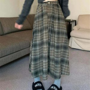 Y2K Grunge Plaid Pleated Skirt - Retro 90s Fashion, Summer Y2K Outfits,