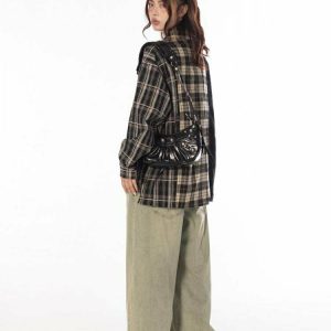 Y2K Grunge Plaid Shirt - 90s Fashion, Retro Style, Summer Y2K Outfits, Y