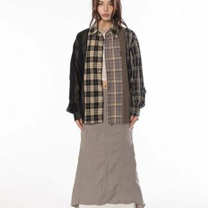 Y2K Grunge Plaid Shirt - 90s Fashion, Retro Style, Summer Y2K Outfits, Y