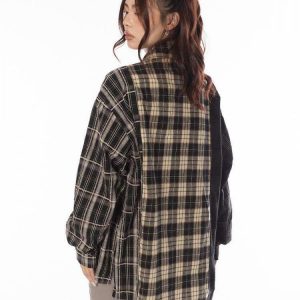 Y2K Grunge Plaid Shirt - 90s Fashion, Retro Style, Summer Y2K Outfits, Y