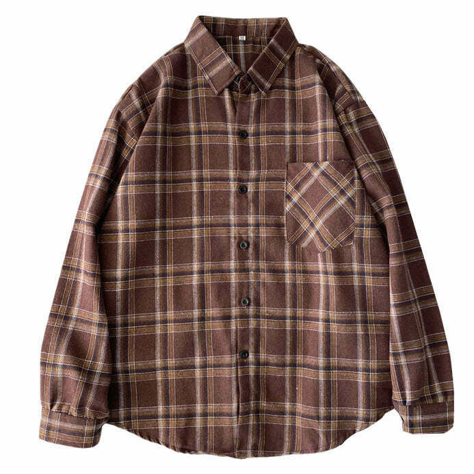 Y2K Grunge Plaid Shirt - Retro 90s Fashion, Dark Academia, Summer Y2K Outfits