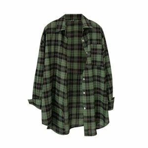 Y2K Grunge Plaid Shirt - Retro 90s Fashion, Summer Y2K Outfits, Gothic Y2