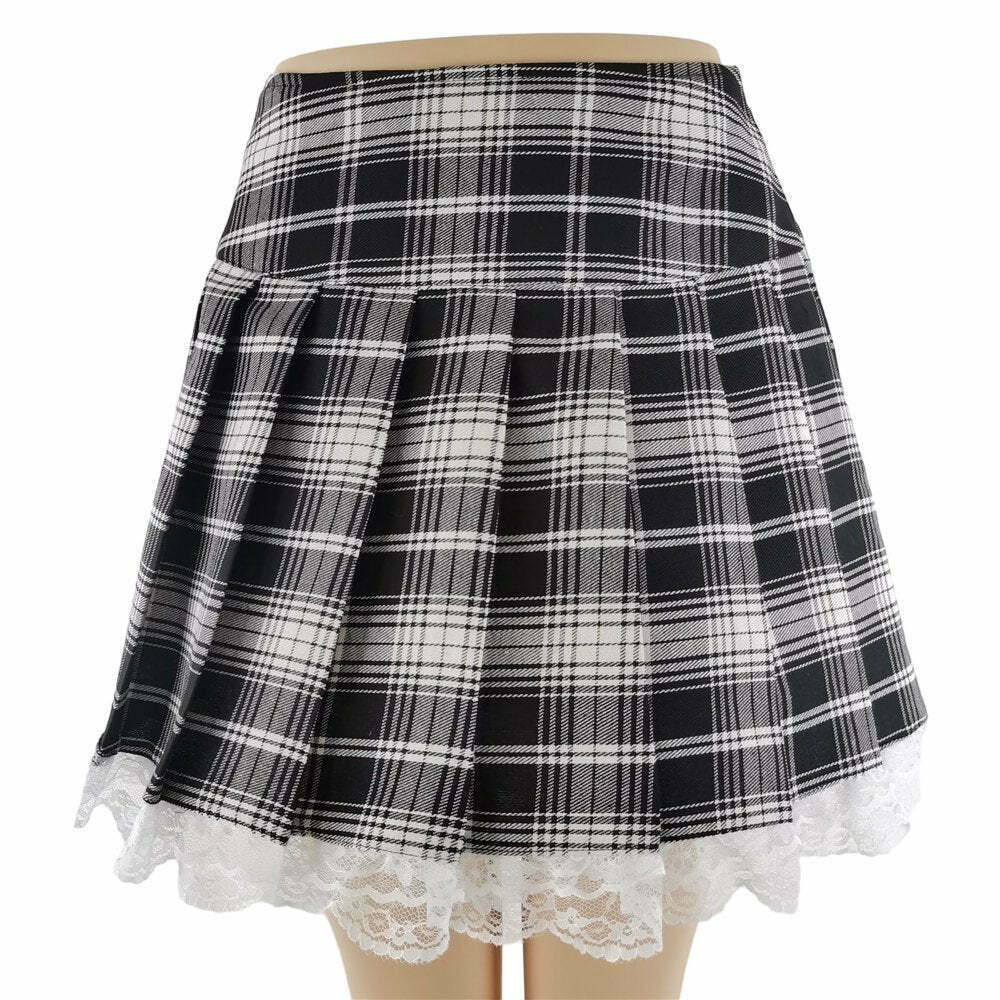 "Y2K Grunge Plaid Skirt - Retro 90s Fashion, Summer Outfits, and Gothic Y2