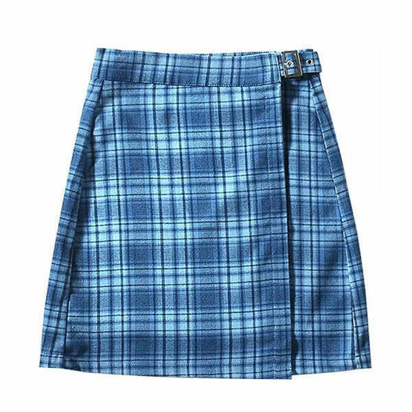 Y2K Grunge Plaid Skirt - Retro 90s Summer Outfit, Pastel Goth, Y2K Party