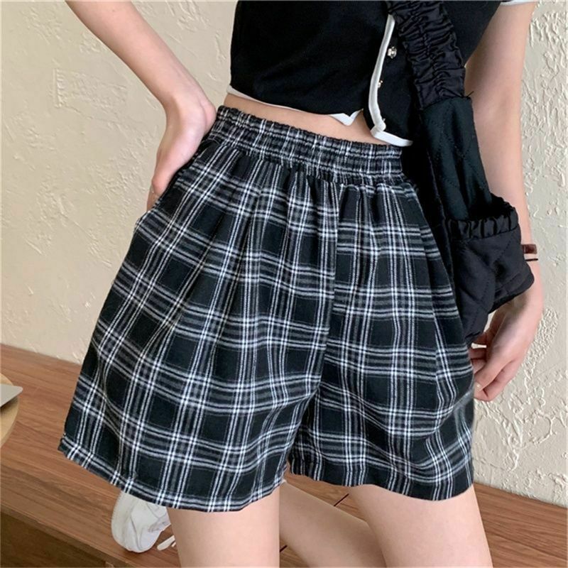 Y2K Grunge Plaid Soft Loose Retro Shorts - 90s Fashion Summer Outfit for Women