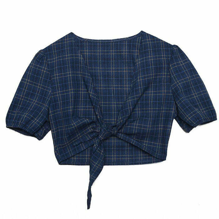 Y2K Grunge Plaid Top - Retro 90s Fashion, Summer Y2K Outfits, Baby Tees