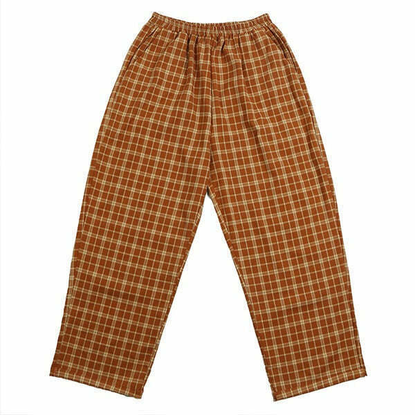 Y2K Grunge Plaid Trousers - Retro 90s Summer Outfit, Gothic Y2K Fashion, Past