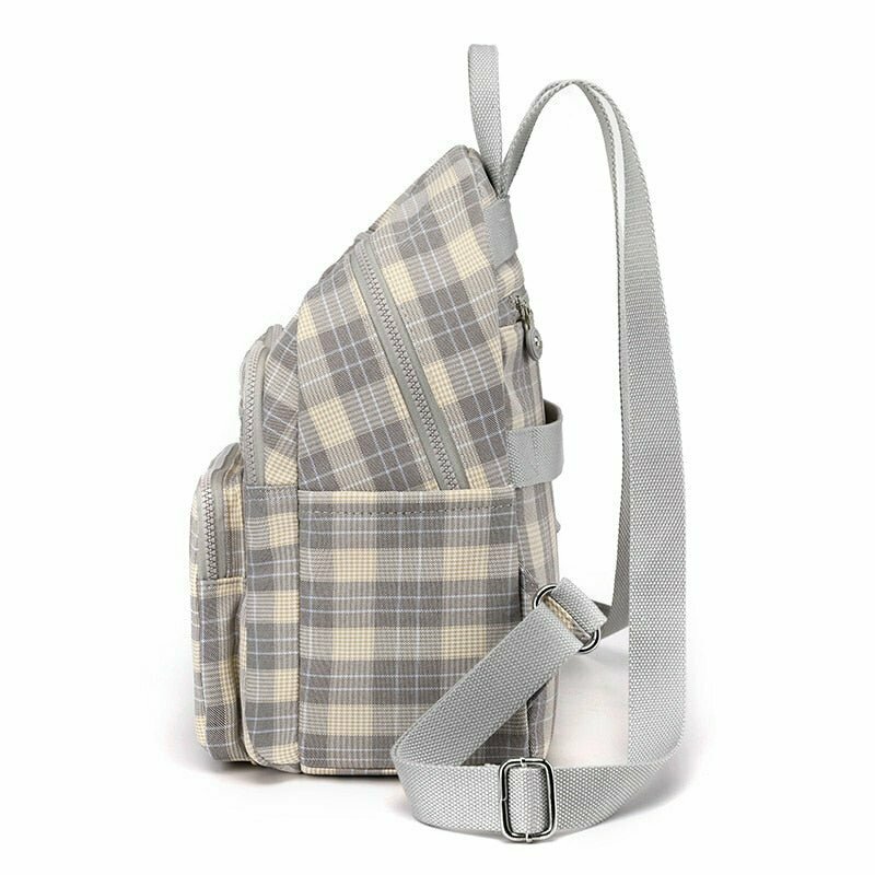 Y2K Grunge Plaid Women's School Backpack - 90s Retro Style, Y2K Summer & Party Outfits