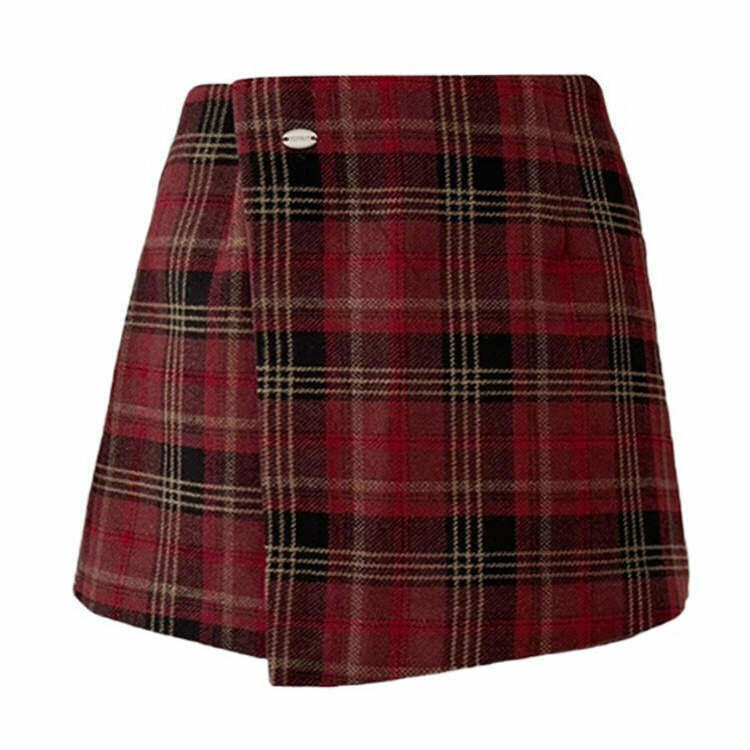 Y2K Grunge Plaid Wrap Skirt - 90s Fashion, Y2K Summer Outfits, Retro Style