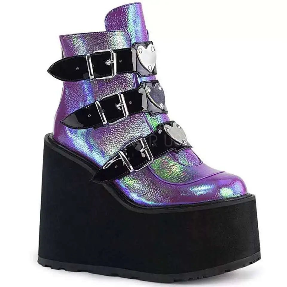 Y2K Grunge Platform Ankle Boots - Retro 90s Fashion, Gothic Y2K, Summer Party Outfits