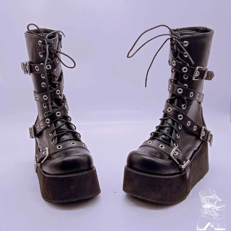 Y2K Grunge Platform Gothic Boots - Retro 90s Fashion, Y2K Summer & Party Outfits