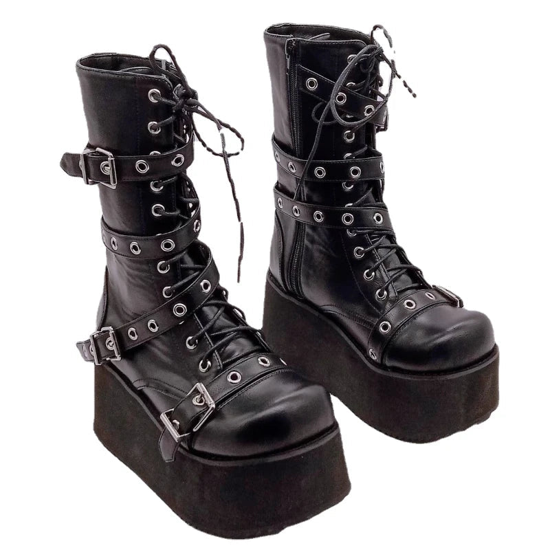 Y2K Grunge Platform Gothic Boots - Retro 90s Fashion, Y2K Summer & Party Outfits