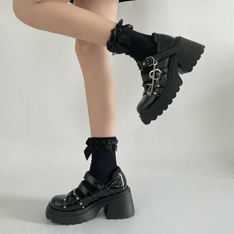 Y2K Grunge Platform Mary Jane Pumps - Retro 90s Goth, Summer Party, and Club Outfits