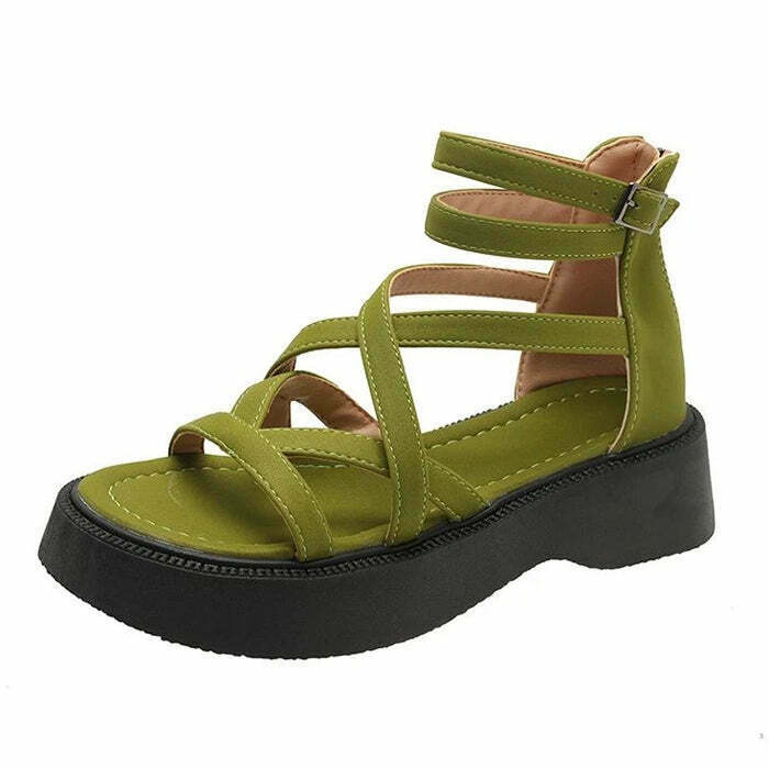 Y2K Grunge Platform Sandals - Retro 90s Goth Style for Summer Outfits and Parties