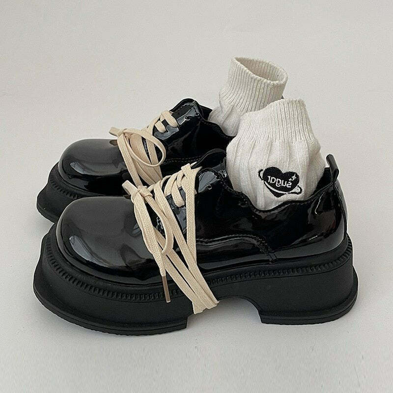 Y2K Grunge Platform Shoes - Retro 90s Fashion, Y2K Summer Outfits, Gothic Y2K