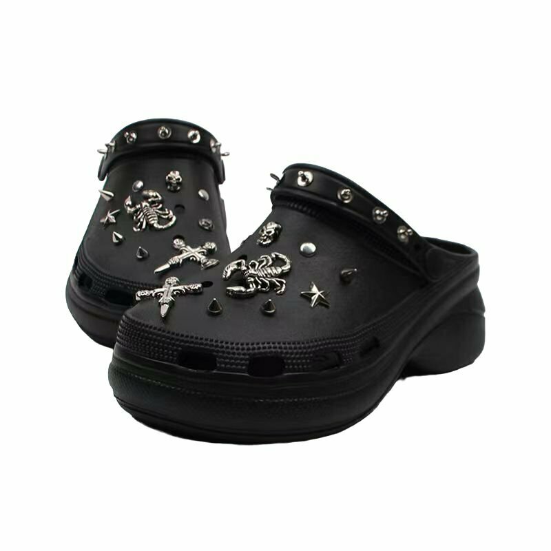 Y2K Grunge Platform Slippers - Retro 90s Fashion, Gothic Y2K, Summer Y2K Out