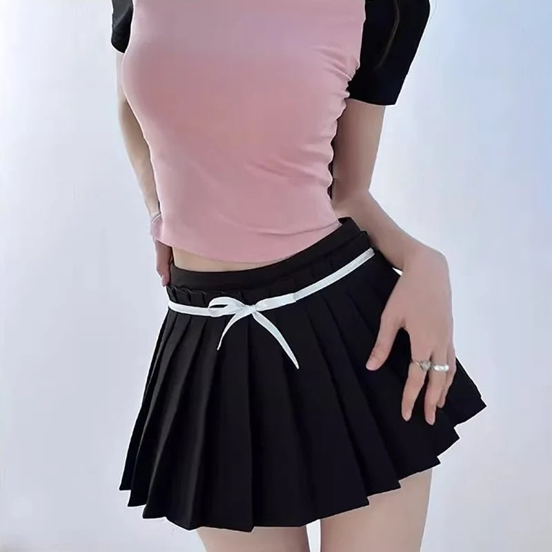 Y2K Grunge Pleated Mini Skirt - 90s Retro Summer Outfit, Gothic Pastel Goth Style