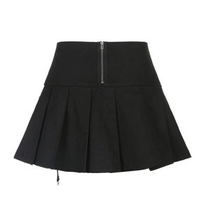 Y2K Grunge Pleated Mini Skirt - Retro 90s Fashion, Summer Y2K Outfits, Gothic