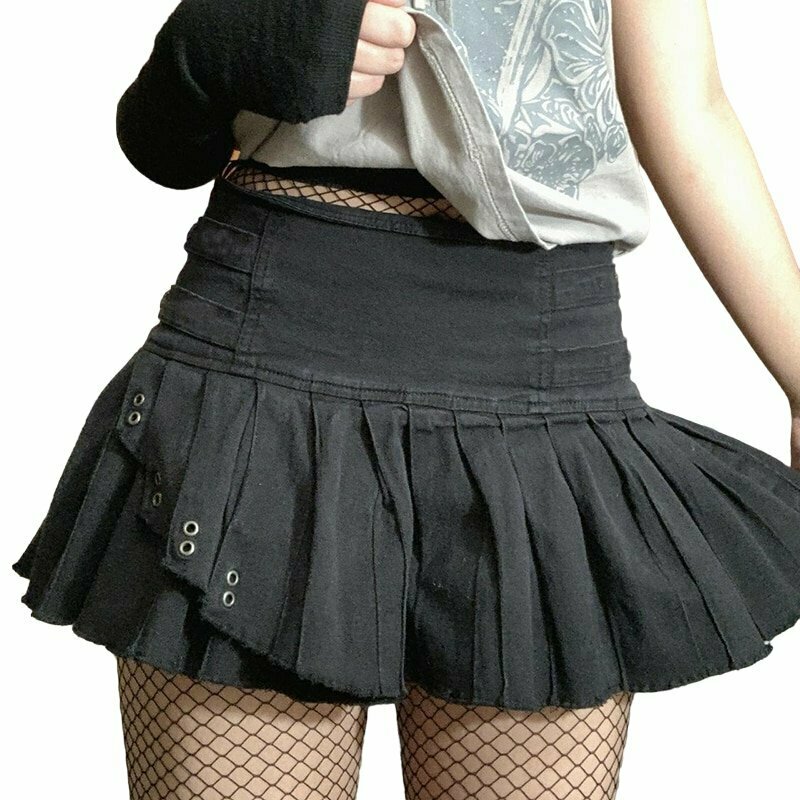 Y2K Grunge Pleated Skirt - 90s Fashion, Retro Style, Summer Y2K Outfits,