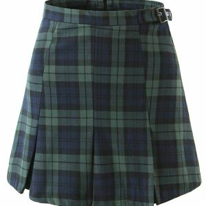 Y2K Grunge Preppy Plaid Mini Skirt - 90s Retro Summer Outfit, Gothic Y2K Fashion