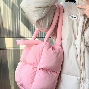 Y2K Grunge Puffy Shoulder Bag - Retro 90s Fashion, Summer Outfits, and Party Looks