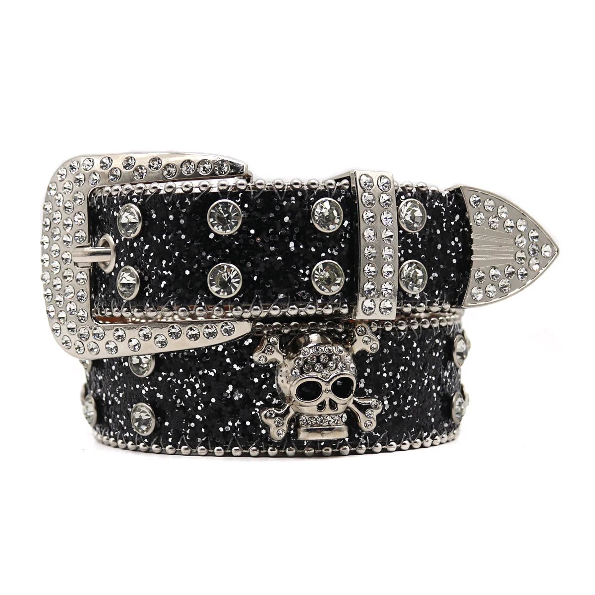 Y2K Grunge Punk Crystal Studded Western Cowboy Belt - Retro 90s Fashion Accessory