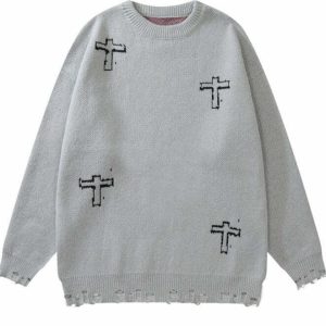 Y2K Grunge Punk Gothic Knit Pullover - Retro 90s Fashion, Summer Y2K Outfits, Past