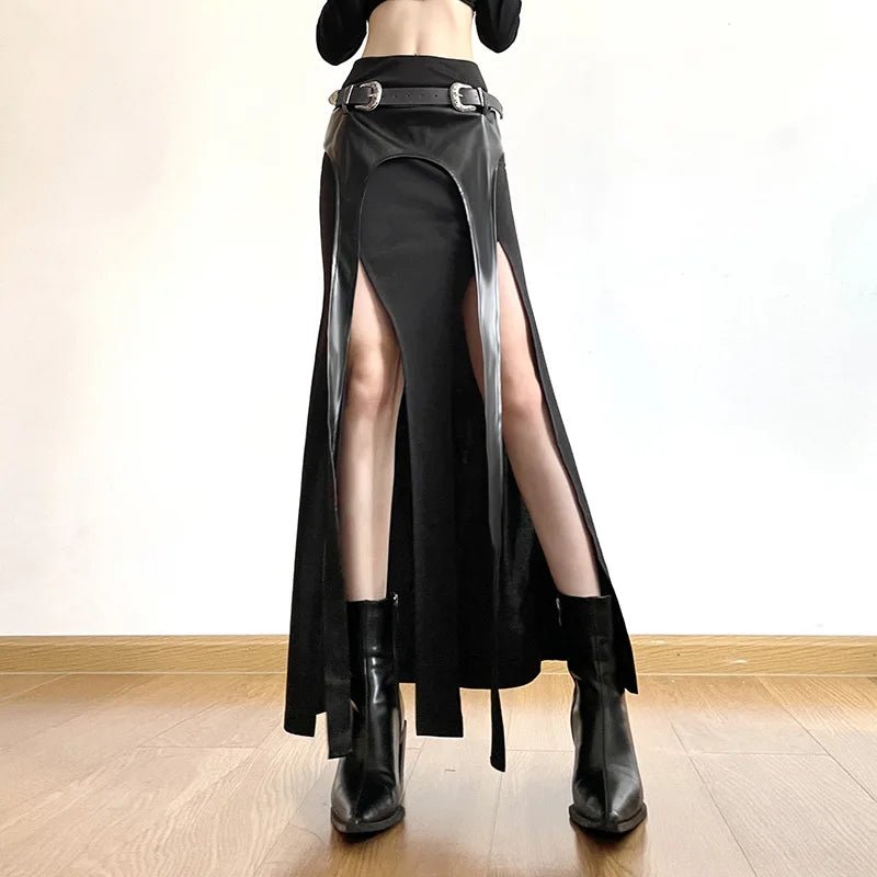 Y2K Grunge Punk Irregular Long Skirt - Retro 90s Fashion, Summer Y2K Outfits