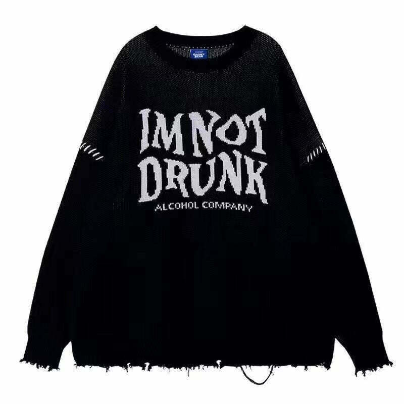 Y2K Grunge Punk Oversized Sweater - Retro 90s Fashion, Y2K Summer Outfits, Gothic